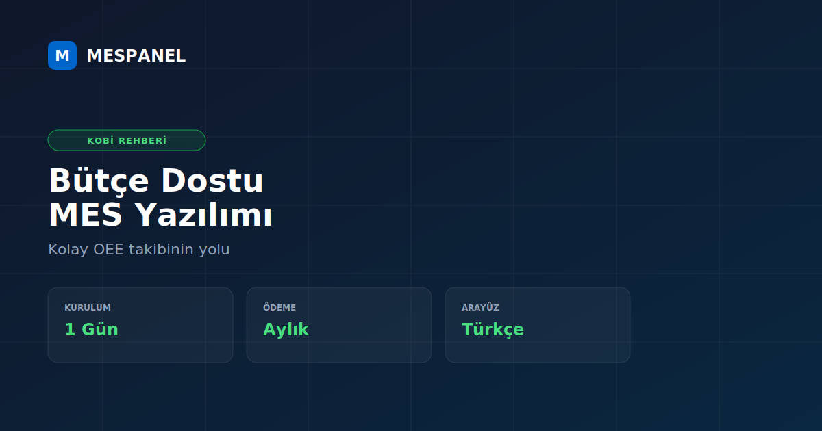 KOBİ'ler İçin Bütçe Dostu MES Yazılımı: Kolay OEE Takibinin Yolu
