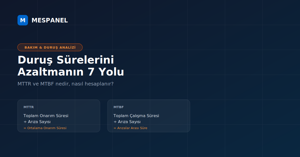 Üretimde Duruş Sürelerini Azaltmanın 7 Yolu (MTTR ve MTBF Nedir?)